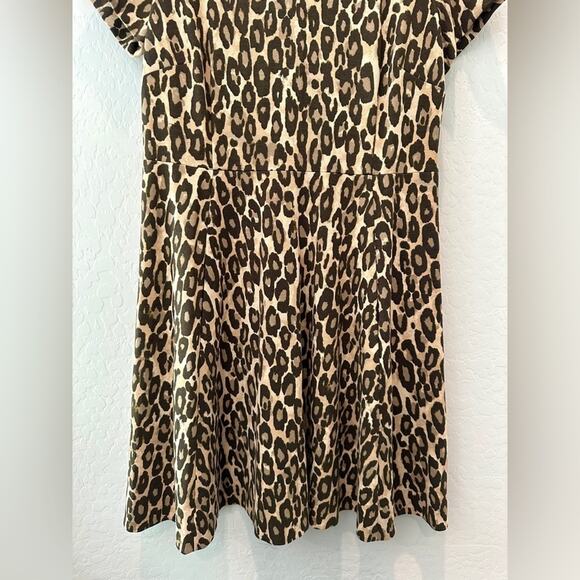 KATE SPADE Cheetah Print Fit & Flare Dress Animal Print Short Sleeve | Size XL - Picture 3 of 6